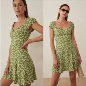 Reformation Green Floral Midi Dress